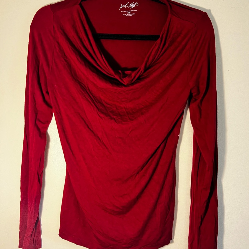 Lord & Taylor Rich Red Cowl Neck Blouse